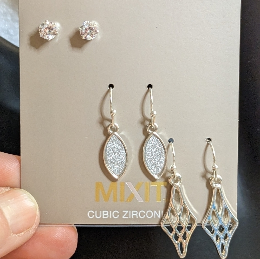Mixit Set of Three Silver‎ Earrings